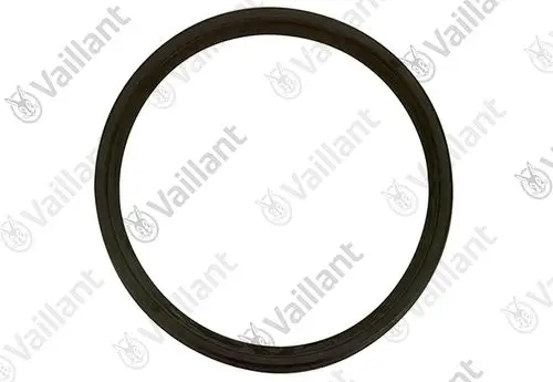 Dichtung aus EPDM-Material in runder Form, geeignet für Abgasleitungen. Produkt der Marke Vaillant, zur Verwendung in entsprechenden Installationen.
